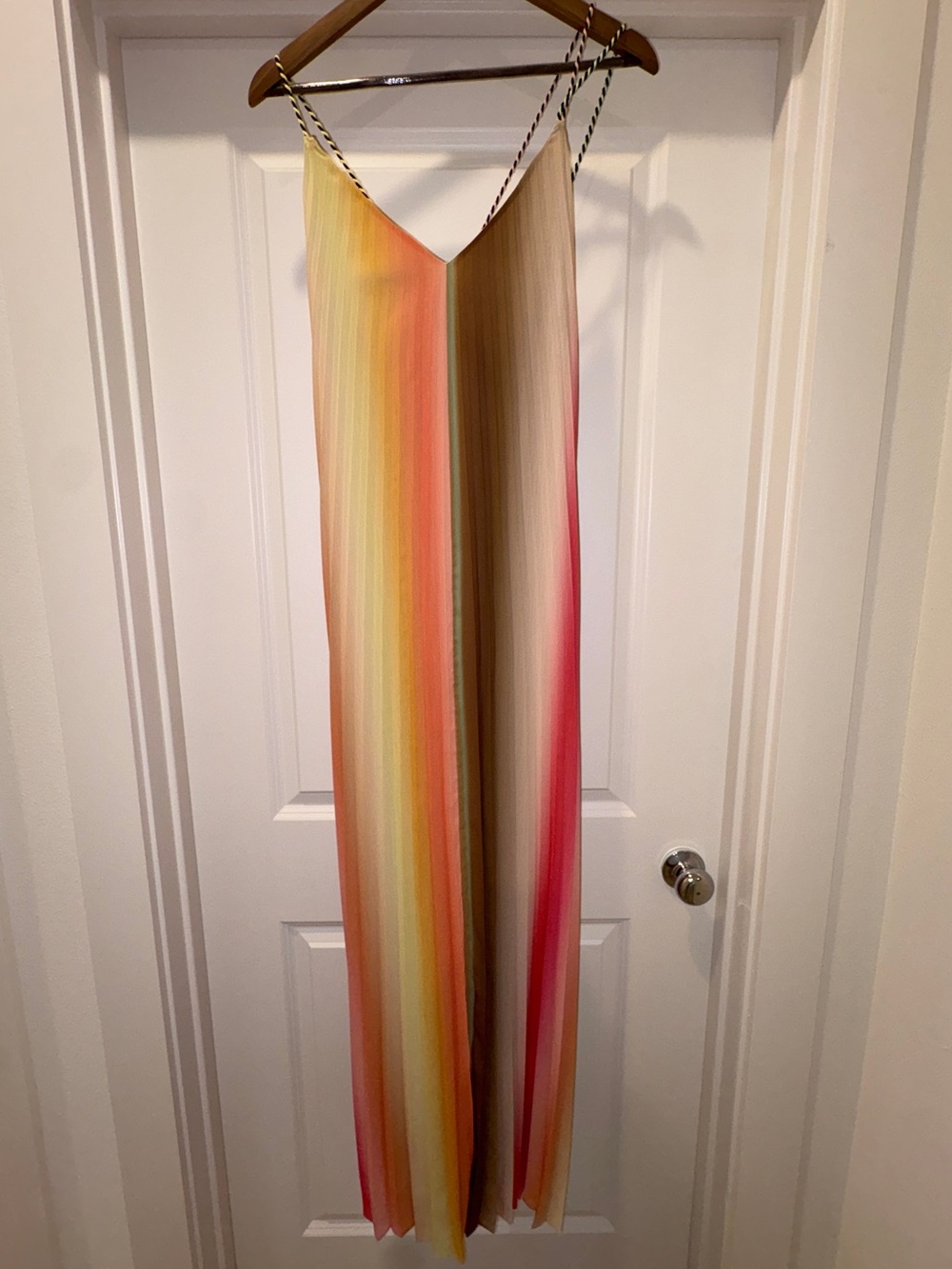 Scotch and Soda Strappy Tie Back Maxi Pleated Stripe Dress Sz 40